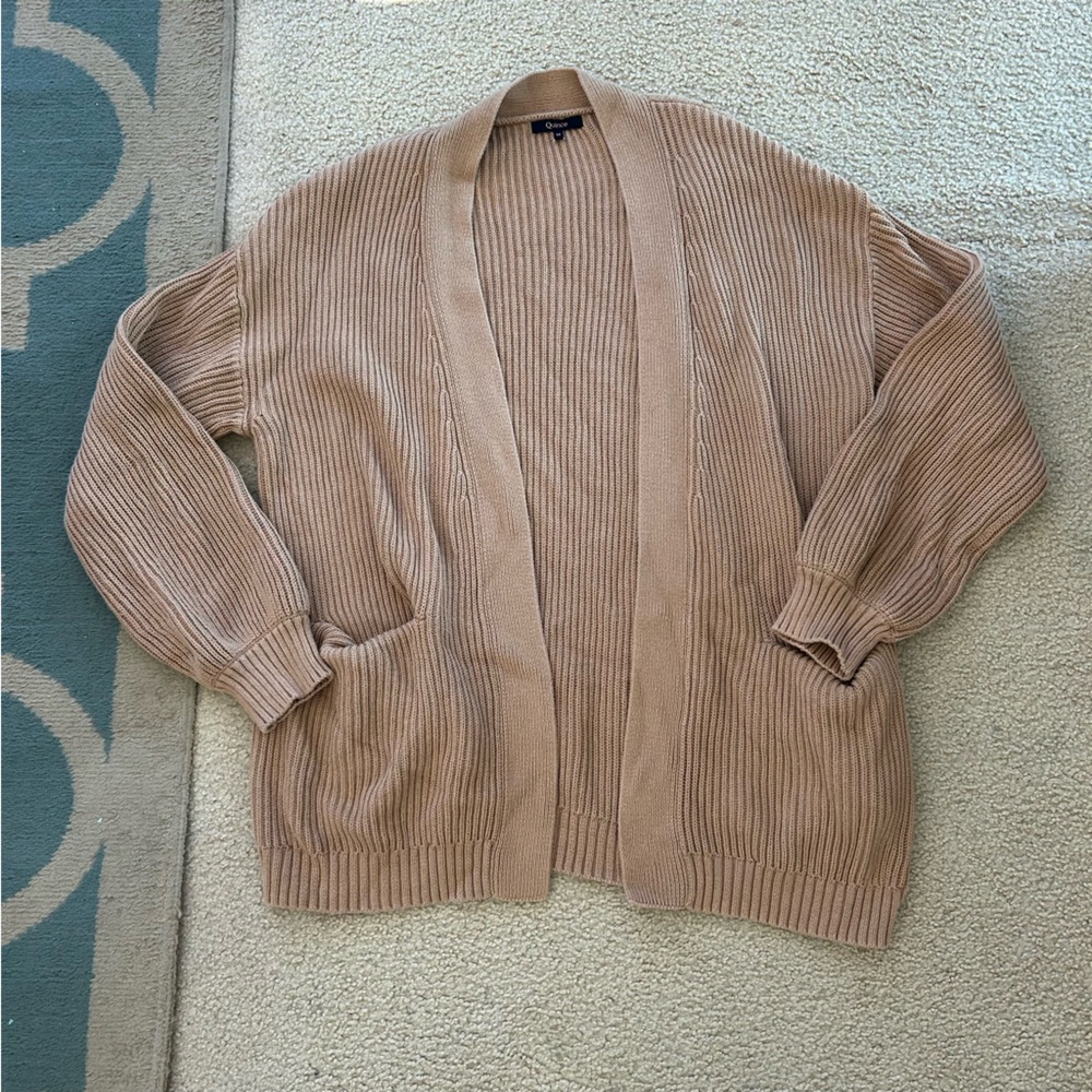Quince 100% Organic Cotton Oversized Cardigan in Camel - Picture 8 of 11